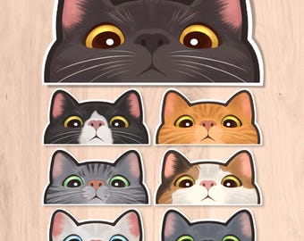Peeking Cat Sticker 3 Inch | Waterproof Laminated Laptop Sticker | Cute Cat Lover Gift