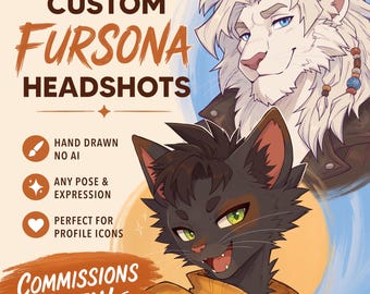 Custom Fursona Headshot Commission | Anthro / Furry Character Art | Artist Made NO AI