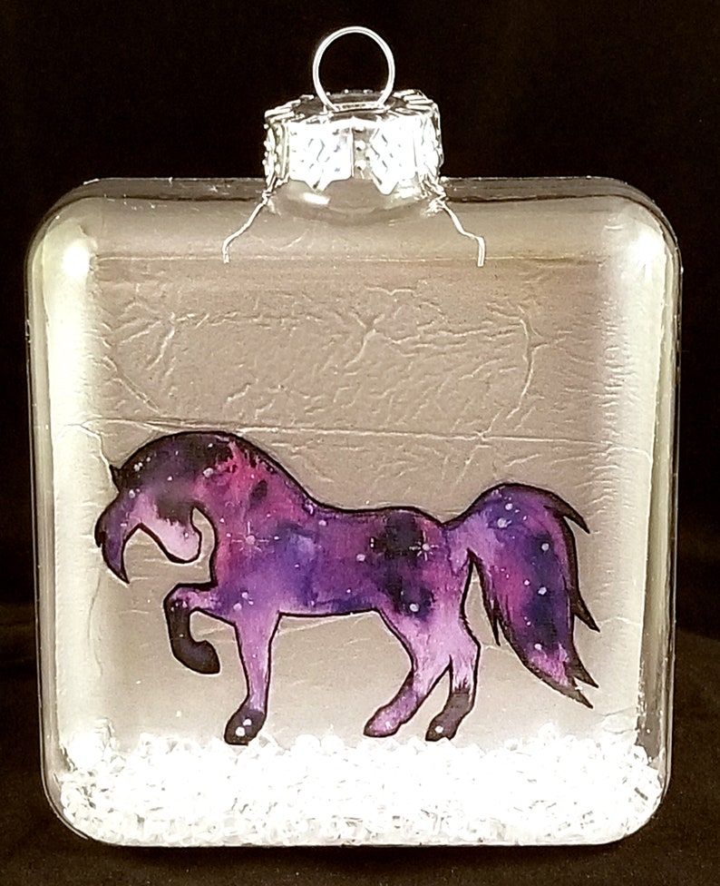 Galaxy Horse Glass Ornament Square