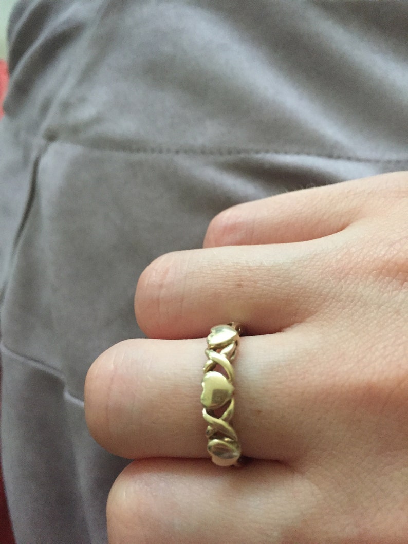 Yellow Gold 10k Band Hearts and X\u2019s Vintage