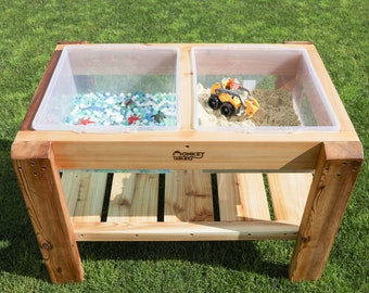Children's Dual Bin Wooden Sensory Table Outdoors