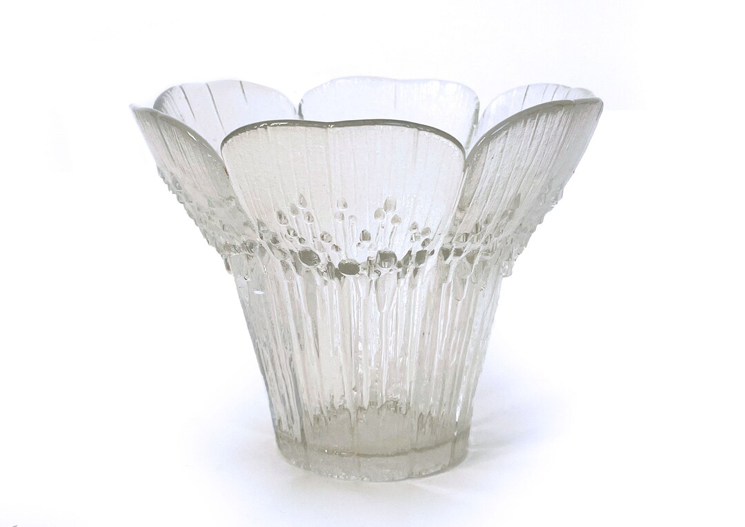 Vintage Glass Flower Candle Holder Finland Lasisepat Mäntsälä Design by