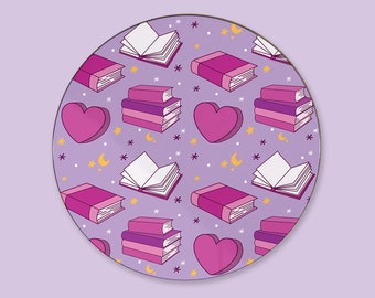Books Coaster | Wooden Tea Coaster | Book Lover Gift Mothers Day Nan Mum Gran Friend Bookish Reader Hearts Home Decor Accessories