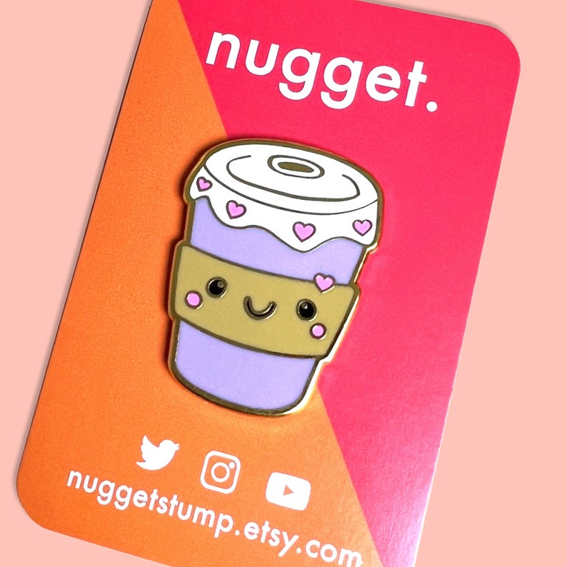 Cute Coffee Cup Pin 1.5 Inches Hard Enamel Lapel Pin Kawaii Hot Drink Hot Chocolate Pin Small Gift Idea for Her/Him image 1