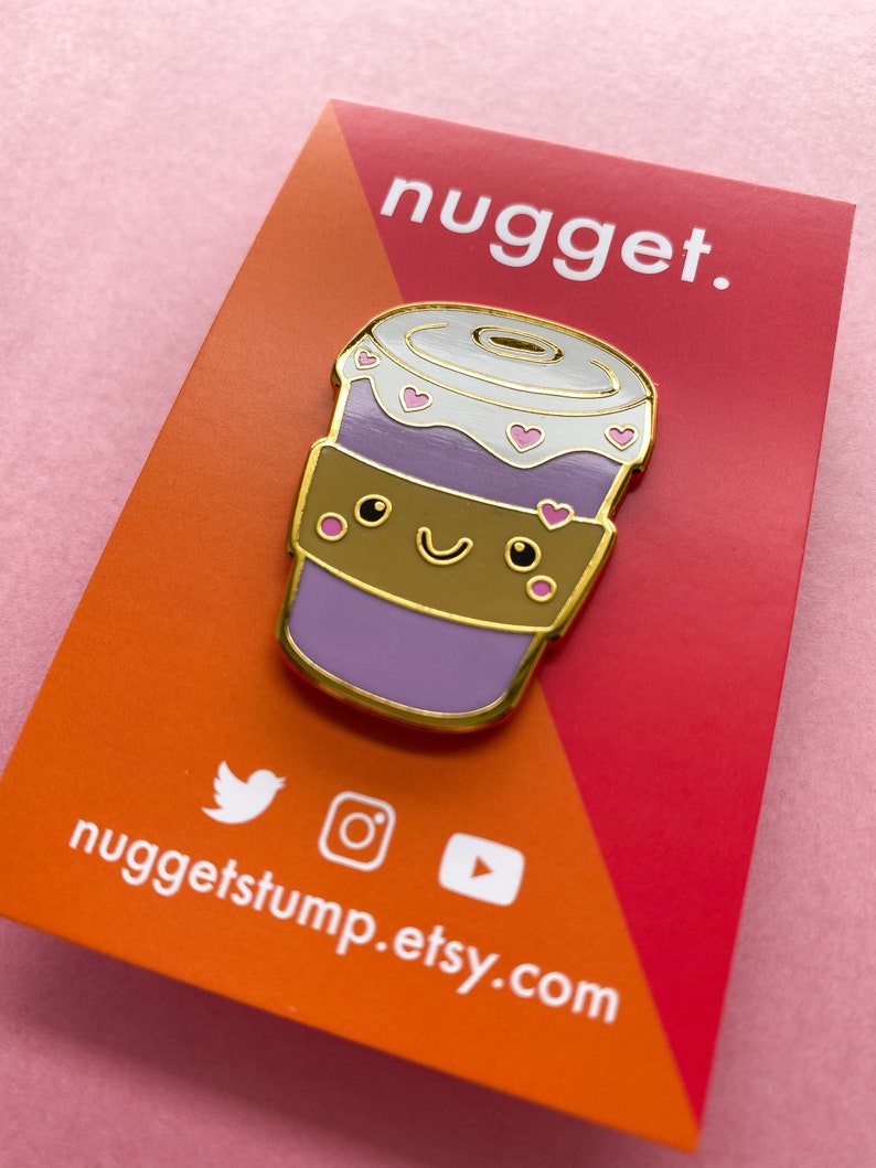 Cute Coffee Cup Pin 1.5 Inches Hard Enamel Lapel Pin Kawaii Hot Drink Hot Chocolate Pin Small Gift Idea for Her/Him image 5