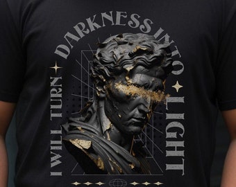 Mens Christian Shirt, Mens Christian Gifts Male Christian Shirt, Darkness into light Tshirt Dad Gifts Christian Men Shirt Guys Christian