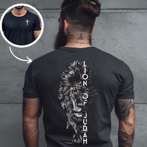 Mens Christian Lion Of Judah W/ Cross Mens Prayer Shirt Christian Gym Shirt Praying Shirt, Oversized Christian Plus Size Christian