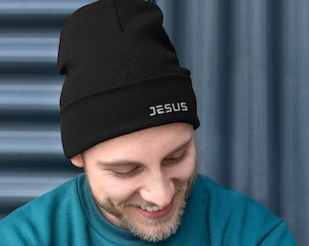 Jesus Embroidered Beanie Hat - Christian Gift