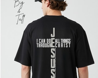 Camiseta "Perdonado" para hombre grande y alto: Camisa cristiana para hombres altos