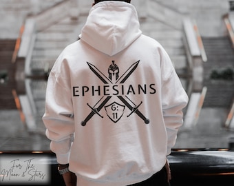 Armor of God Shirt Christian Hoodie Mens Christian Sweater armor of God Hoodie Christian Hoodie for Men Christian Dad Back Graphic
