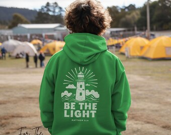 Christian Youth Hoodie, 'Be The Light' Bible Verse Design