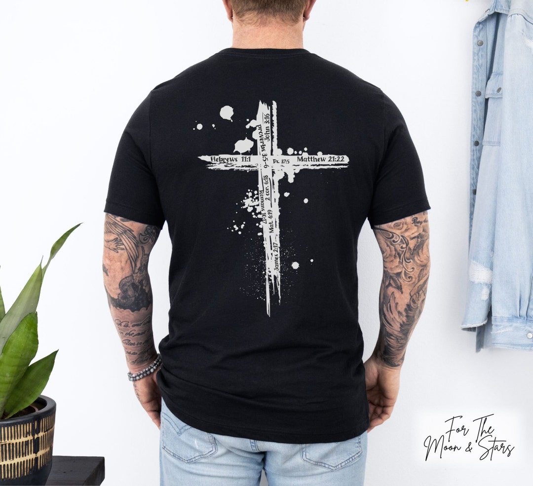 T-shirt chrétien DENIM brodé - Cross (F)