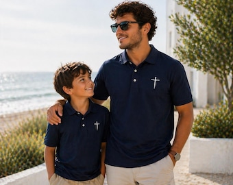 Nails Cross Polo Christian  Men & Youth: Faith Inspired Dry-Blend Logo Polo