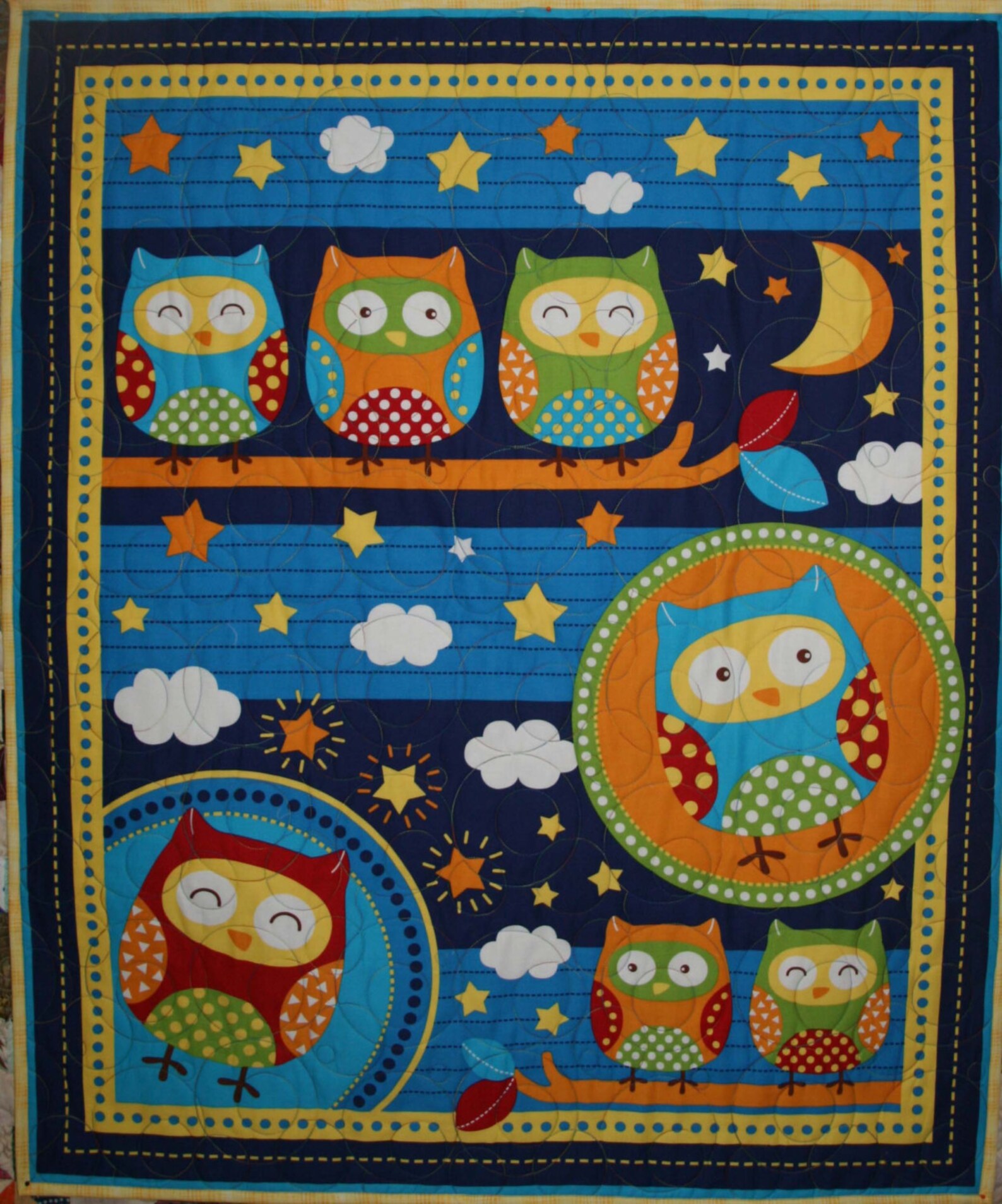 Cot Quilt Crib Quilt Bright and Fun Quilt Featuring Owls on Etsy