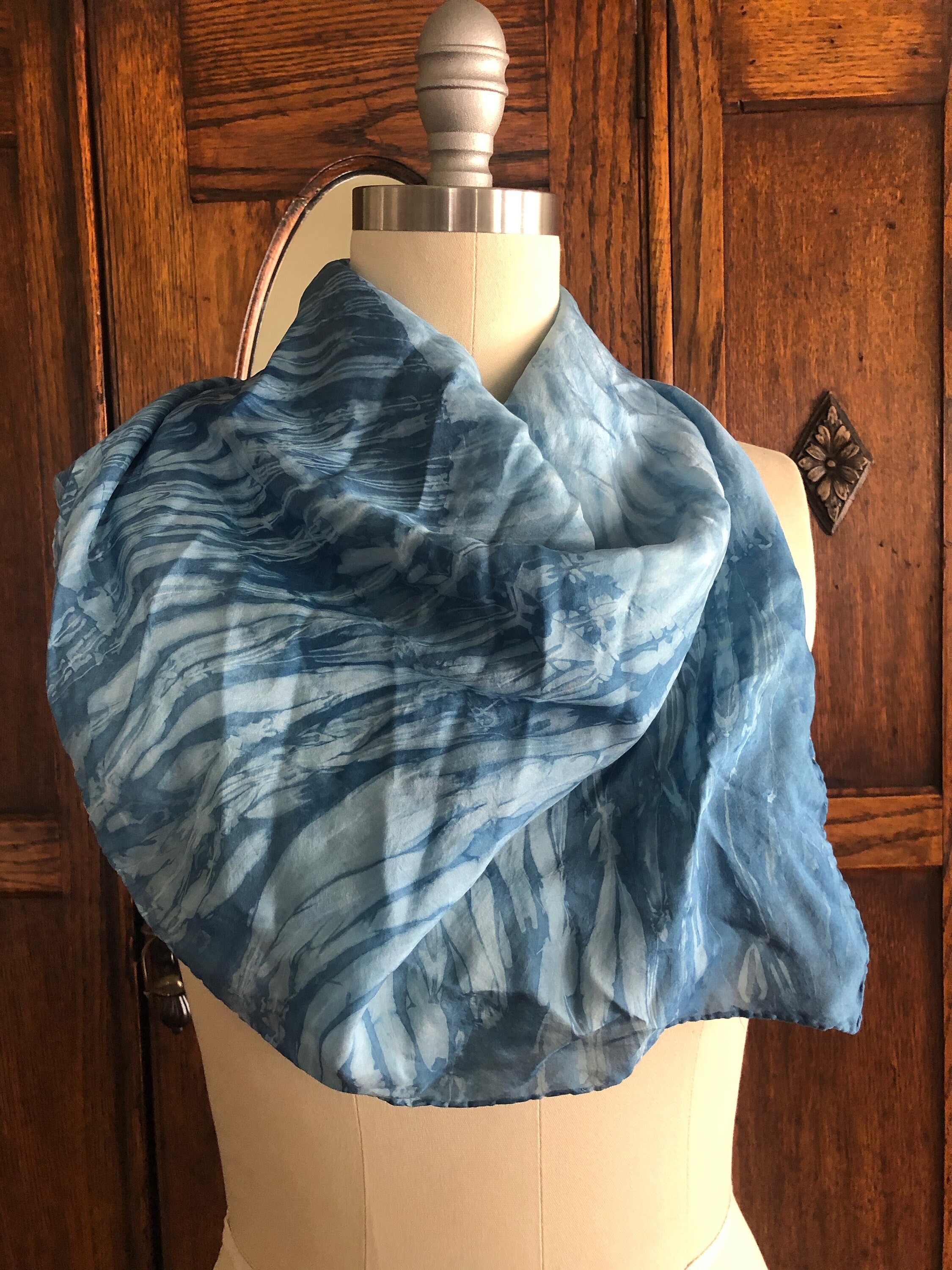 Shibori Indigo Dyed Scarf Bones Etsy Hong Kong