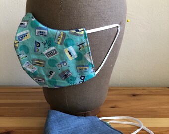 Reversible Cotton Face Mask- Cassettes/Chambray