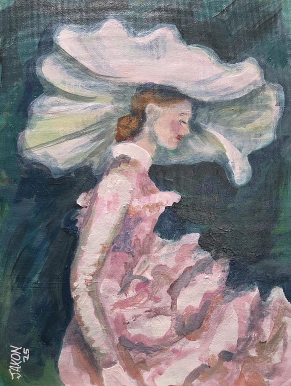 Pink Lady  9x12 Original Acrylic on canvas panel