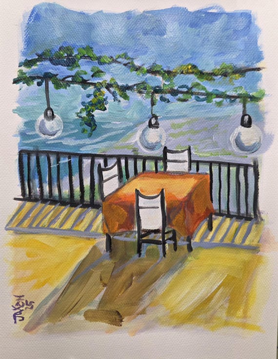 9x12 original painting - Italian Cafe