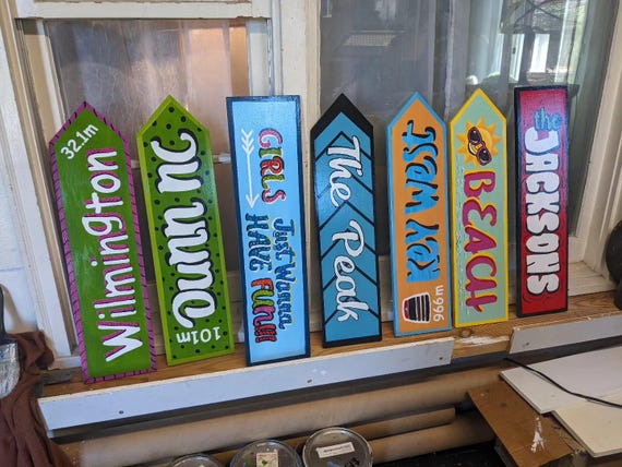 Hand Painted Directional Signs - Custom, Colorful, Whimsical