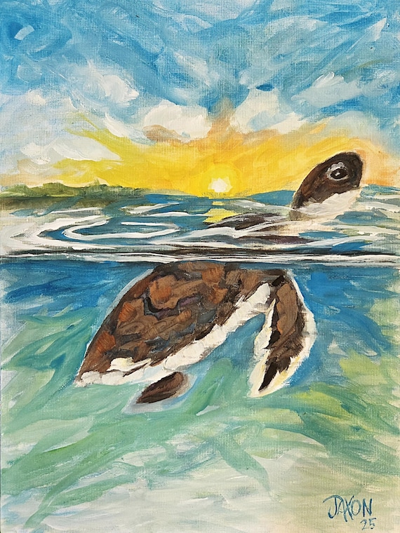 9x12 Original Seascape - Seaturtle