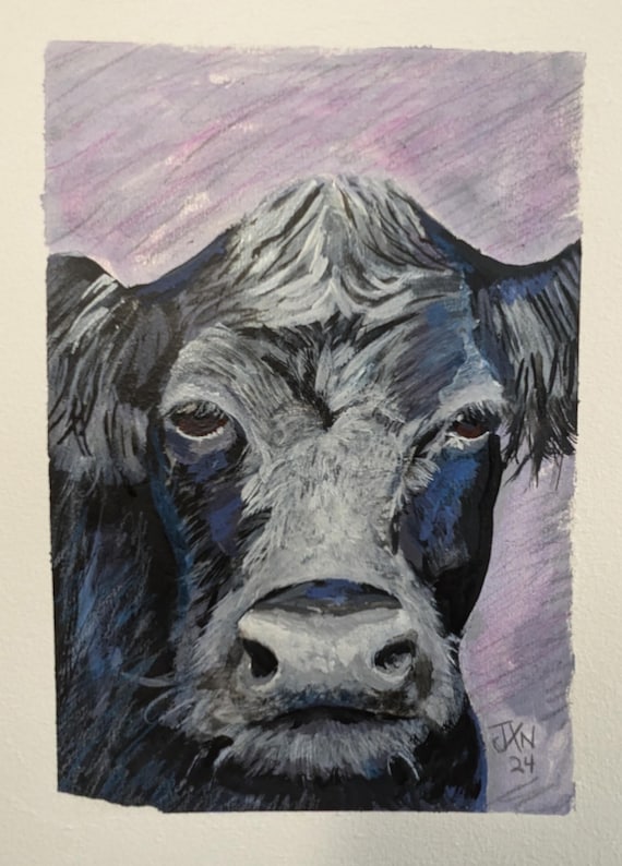 Black Cow - 9x12 Original Painting