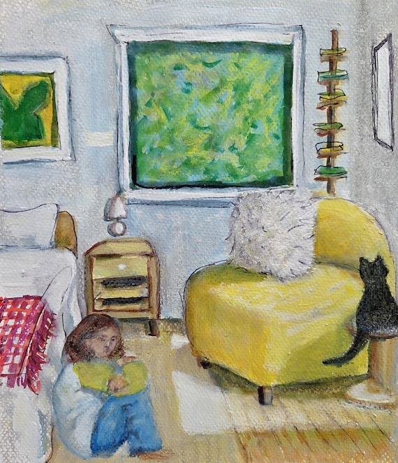 9x12 Original on watercolor paper ~ Yellow Chair