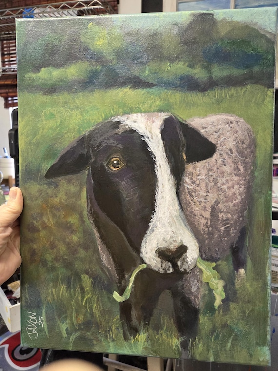 12x16 original painting on canvas ~ Belgian Sheep