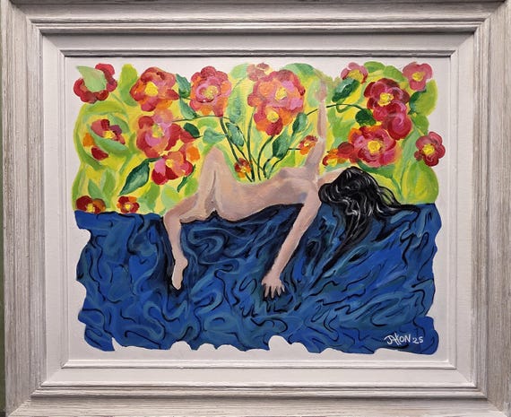 Original Acrylic on 22x25 Framed Canvas - Nude