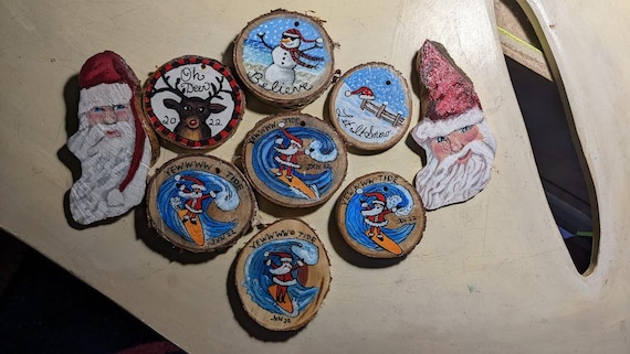 Hand Painted Wood Slices & Oyster Shells