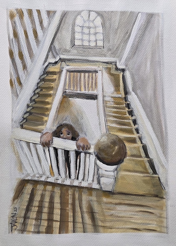 9x12 original painting - Stairwell