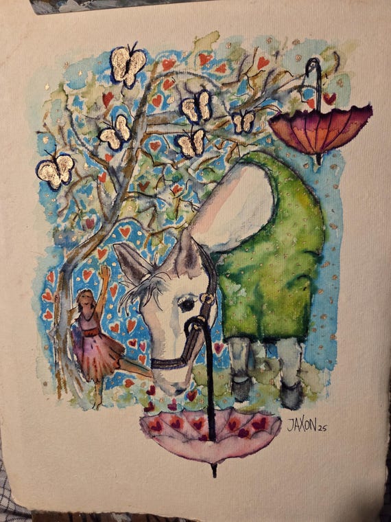 9x12 acrylic on handmade paper ~ Golden Butterflies