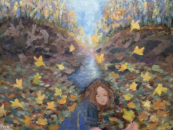 12x16 original painting on canvas ~ Falling Leaves