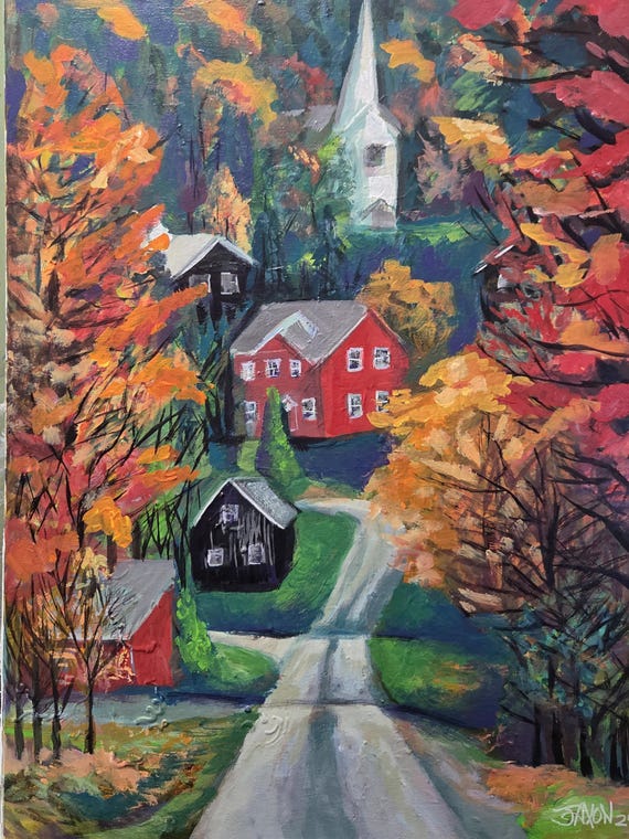 Original Acrylic on 16x20 Canvas - Fall Scene