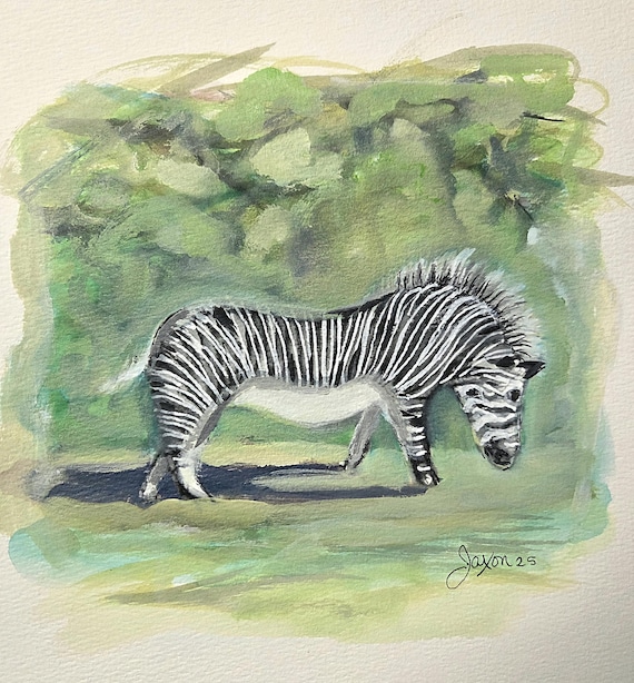 9x12 Original Acrylic on Paper - ZEBRA