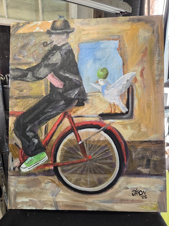 18x24 Original Acrylic Painting on Canvas - Magritte Inspired