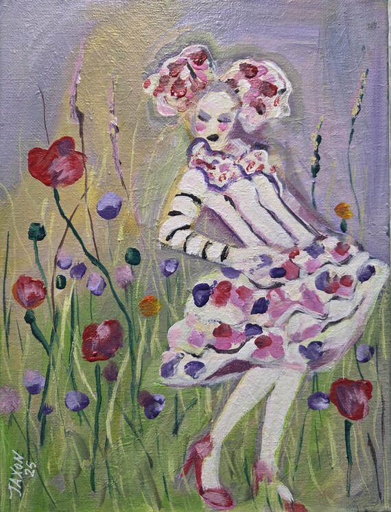 9x12 Original Acrylic on canvas.  Le Fleur