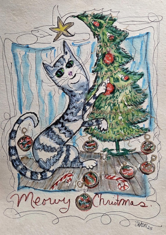Meowy Christmas Original Drawing Download
