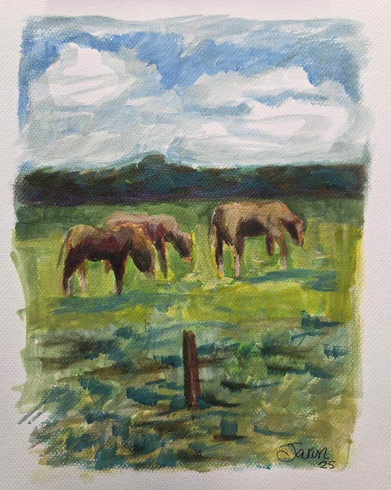 Cows Grazing original painting