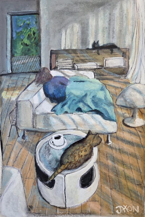 9x12 Original on watercolor paper ~ Napping