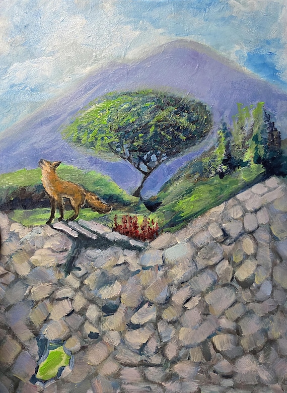 11x14 Original Acrylic Painting on Canvas - Versuvius, Italy