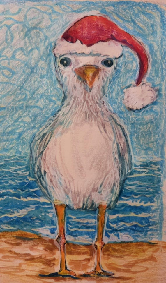 Christmas Gull Original Drawing Download