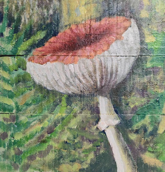 Mushroom Painting Acrylic on 8x8 wood