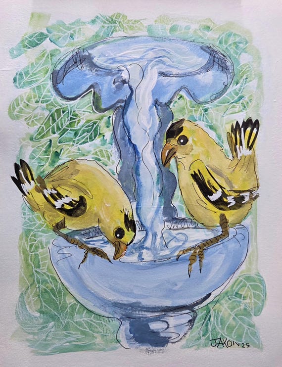 9x12 Original Illustration - Fountain