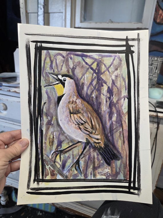9x12 Original Illustration - Happy Lark