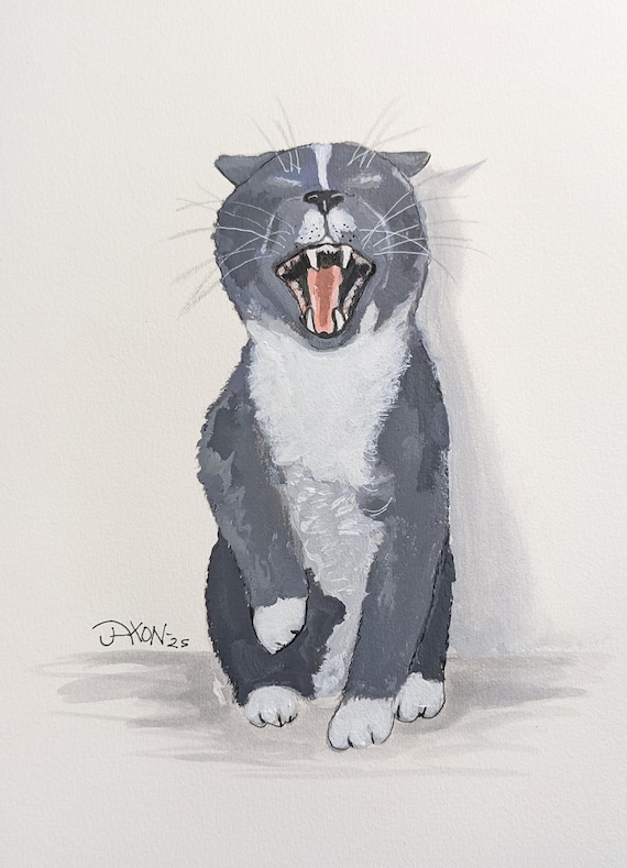 Grey Cat Original Art