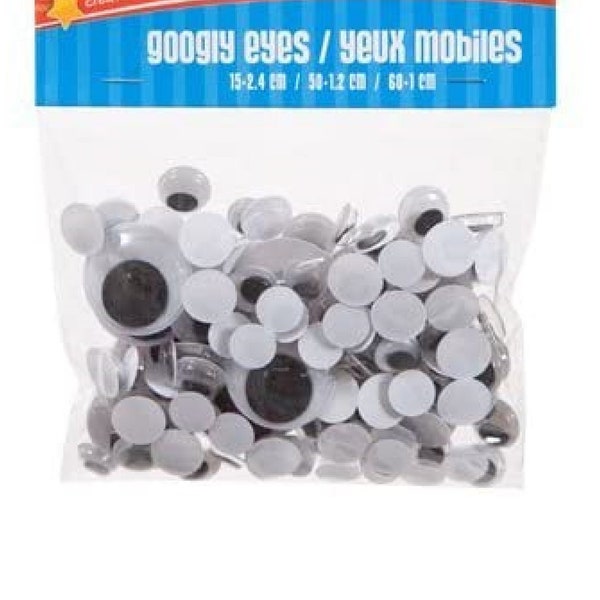 Googly Eyes with black pupils, Set of 125 in a variety of sizes, Great for craft projects