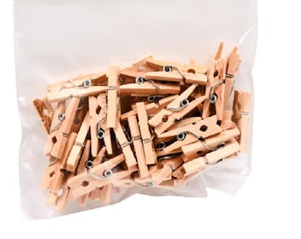 Miniature Clothespins, Set of 50, 1 in, Natural Wood, These can be used natural, painted, colored, dyes, or decorated