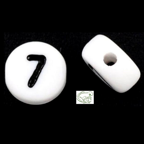 Number bead: 7 beads, Set of 25, 7mm, Acrylic Number Beads, Number 7, NUM007