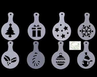 Christmas Stencils, Sold Individualy and as a set of 8, Present, Stars, Snowflake, Holly, Ornament, Candy Cane, Snowman, Christmas Tree