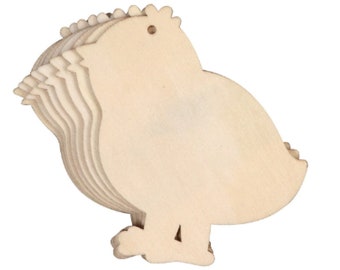 Baby Chick Spring Ornament Wood Blanks, Set of 8, Great for Easter Presents or Gift Tags on Spring Eggs, Use with Paint, Markers, or Tape